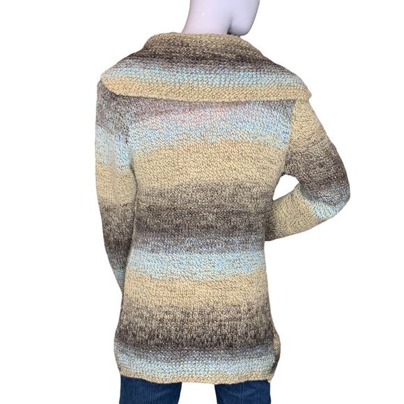 Berretti Made in Italy Blend Knit Cardigan Size M Brown Yellow Gray - Picture 3 of 12